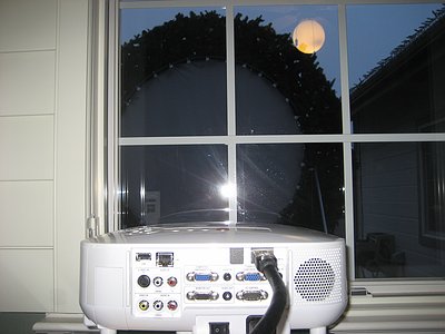 Projector aimed out window