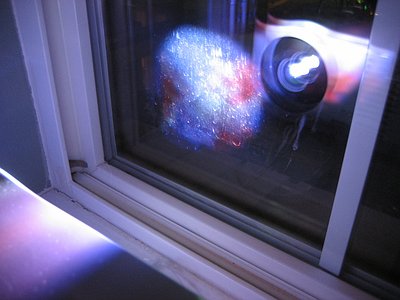 Dirty window with projector