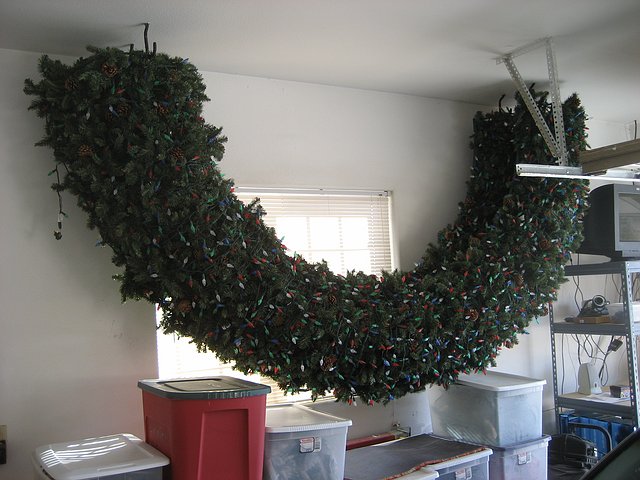 Wreath stored away in garage