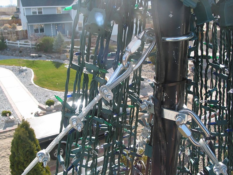 Guy wire connections to pole